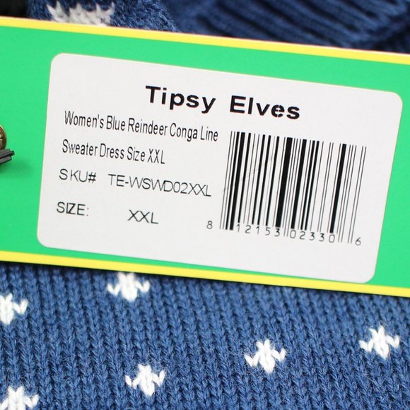 Tipsy Elves "Reindeer Conga" Christmas Fair Isle Knit Short Sleeve Mini Dress - Picture 9 of 10